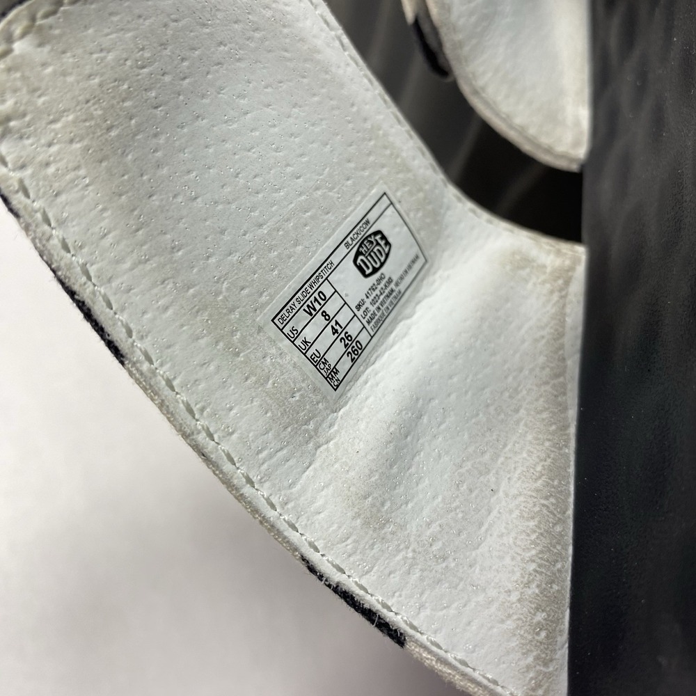 Hey Dude Sandal Womens Sz 10 Delray Classic Platform Slide Whipstitch Black Cow - Picture 10 of 13